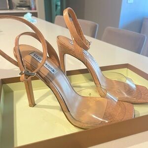 STEVE MADDEN Jessenia Beige Clear Strappy Heels Size 9M